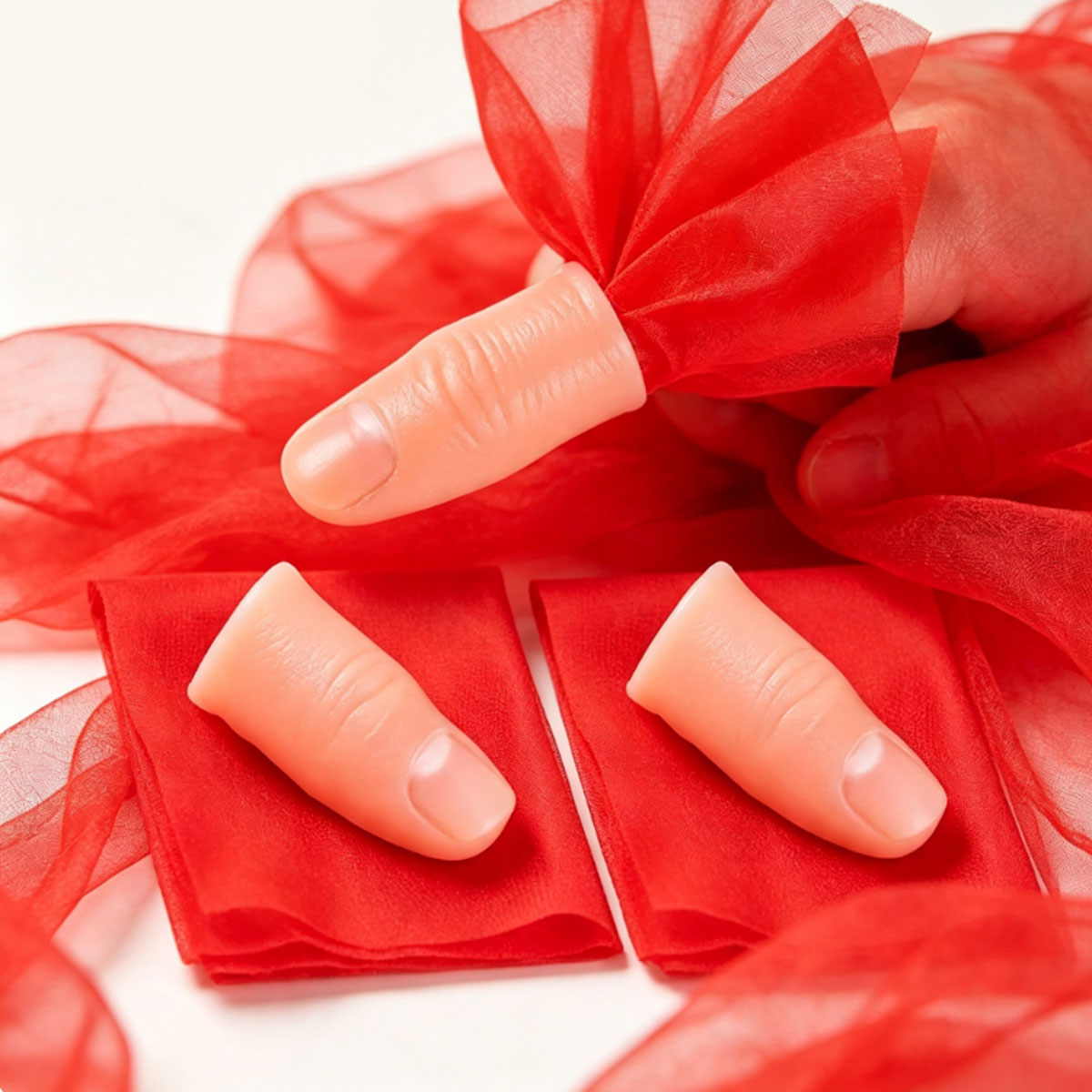 Thumb Tip Magic Trick Set - 3 Sets Scarf-Vanish Thumb Tip Magic